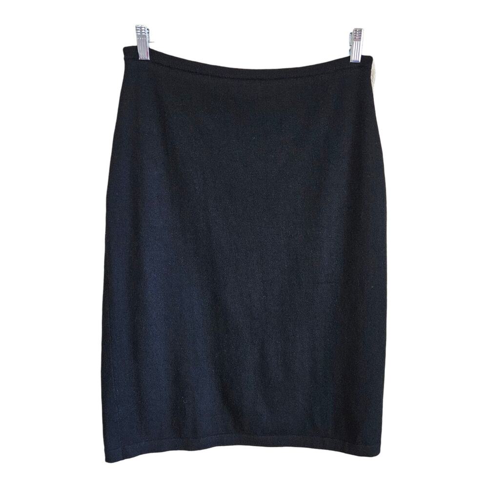 J. PETERMAN Women's M Knit Skirt Midi Pencil Black Wool Blend Lined 30 x 27